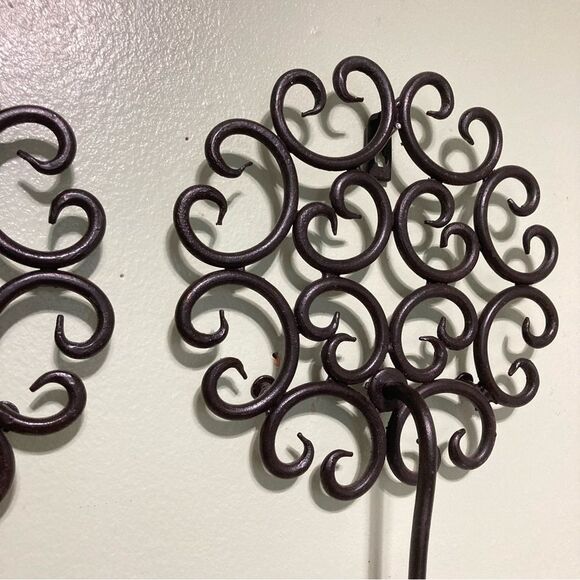 TREE OF LIFE Pair of Circle Candle Holder Wall Sconces 10 x 6.5 inches - Picture 6 of 12